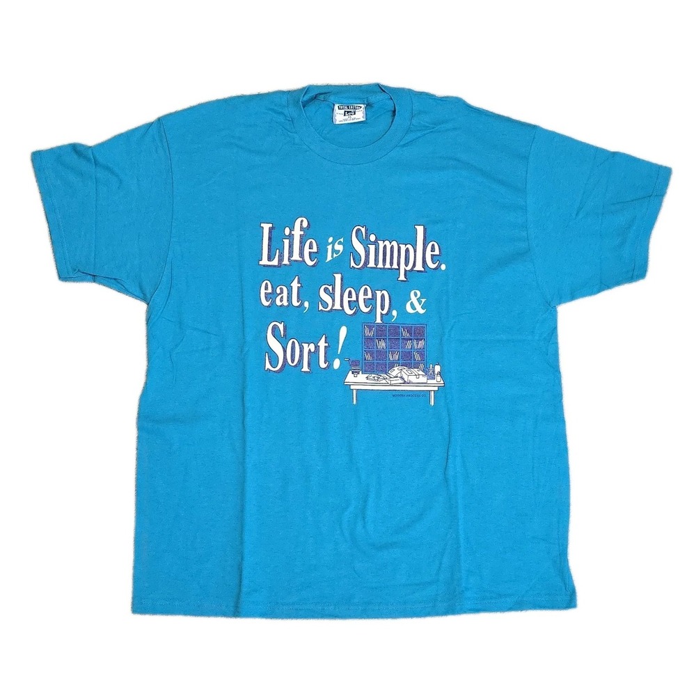 Vintage USPS Postal Worker Life Is‎ Simple Eat Sleep & Sort T Shirt XL USA LEE